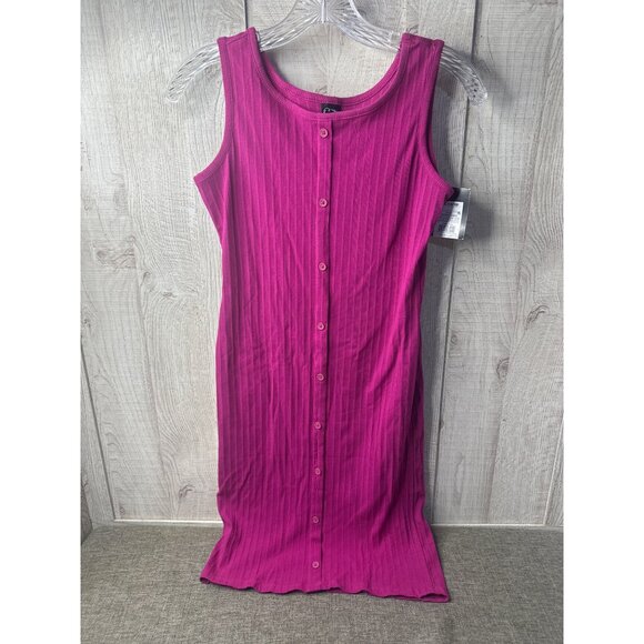 Art Class Girls Sleeveless Fuchsia Pink Ribbed Button Front Dress XL (14/16) - Picture 1 of 7